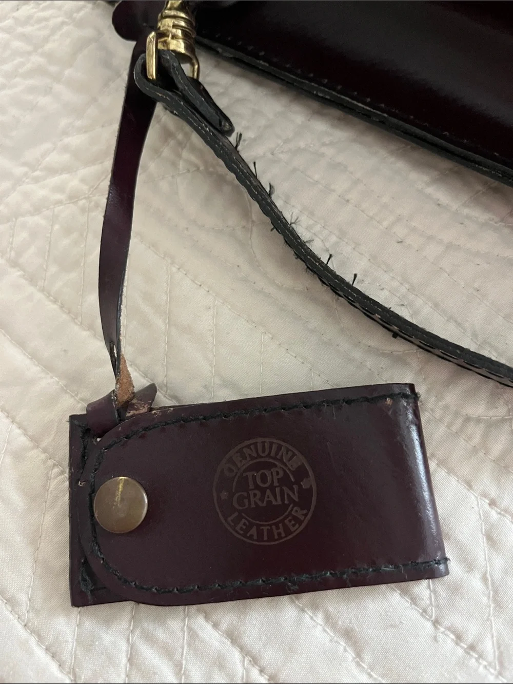 Vintage Burgundy Patent Leather Briefcase Satchel Bag with Gold Hardware